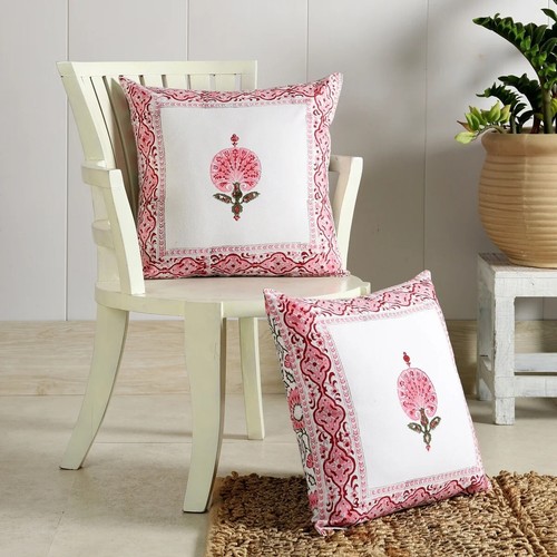 Pink white floral ethnic - white,