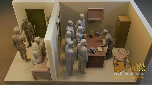 Ww2 the bunker diorama 3d - diorama,