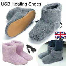 USB Electric Heated Foot Warmer Winter Home Plush Slipper Feet Warming Shoe Boot
