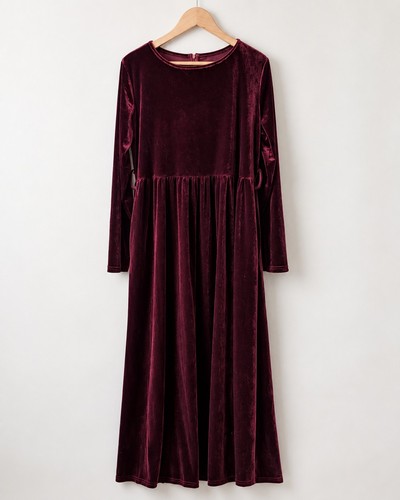 Burgundy velvet maxi dress - burgundy,