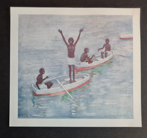 Antique 1905 print - , diving