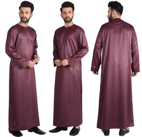Men omani silky maroon jubba - omani,