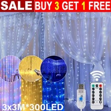 3Mx3M LED Curtain String Fairy