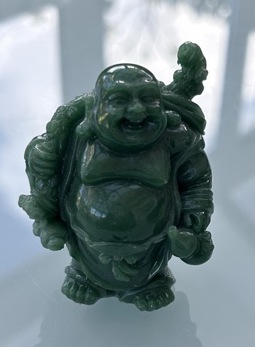 Green resin laughing buddha - resin,