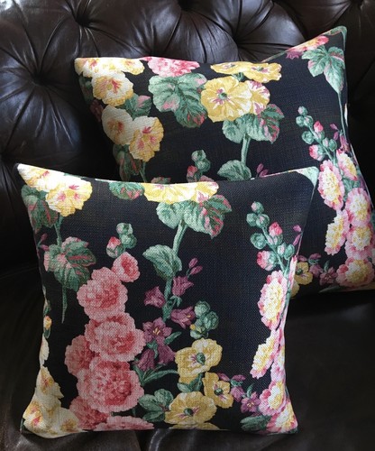 Sanderson hollyhocks ebony - hollyhocks,