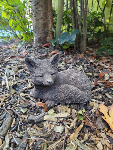 Garden fox ornament cast stone - garden,