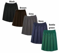 Girls School Skirts Box Pleated Elasticated Waist Skirt Kids School Uniform New