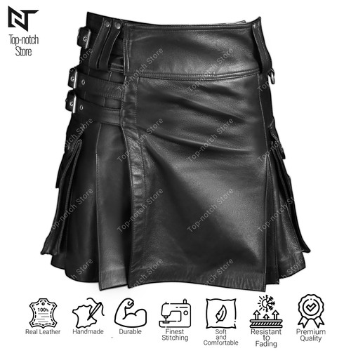Real cow leather kilt scottish - leather,