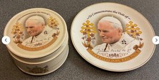 POPE JOHN PAUL II,1982 VISIT TO G.BRITAIN,COMMEMORATIVE TRINKET AND PLATE.VGC