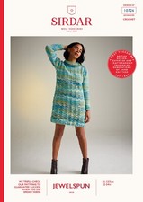 Sirdar Jewelspun Aran Crochet Pattern - 10726 Ladies Sweater Dress