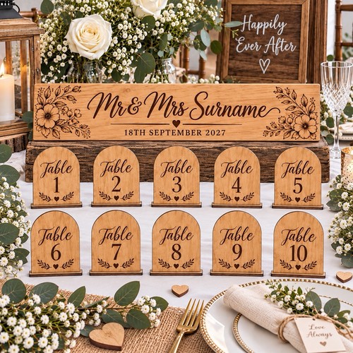 Wooden wedding table numbers - wedding,