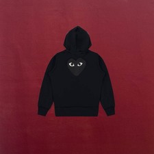 COMME DES GARCONS CDG PLAY BLACK HEART FULL ZIP BACK PRINT HOODIE SIZE LARGE