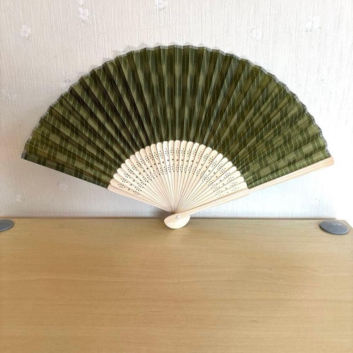 Green bamboo fan - green,