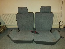 SHOGUN MK2 PAJERO SECOND ROW SEATS GREY LEATHER V46W MR758753 & MR758755 (S14)
