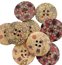 9 large round wooden buttons