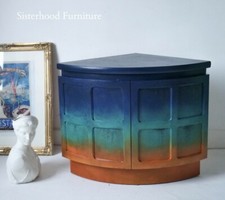 Sunset corner cabinet | Nathan style cabinet, hand painted furniture Orange blue