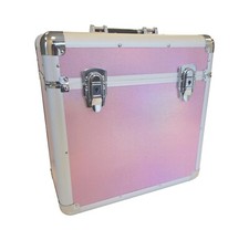 Vinyl LP Record Storage Case Aluminium Pink Silver DJ Box Heavy Duty 50pcs M&W