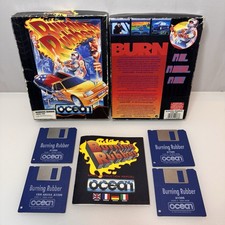 BURNING RUBBER Big Box Amiga 1200 Racing Game With Manual Untested
