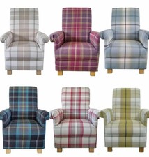 Kids Chairs Balmoral Fabric Children's Armchairs Tartan Check Boys Girls Seat