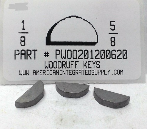 8x5 woodruff keys steel - 1/8x5/8,
