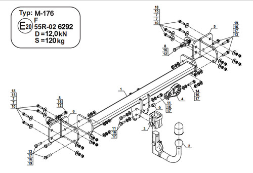 Detachable tow bar - bar, for