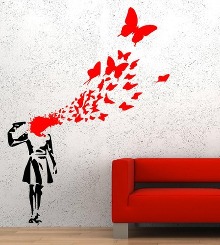 Banksy wall sticker suicide - wall,