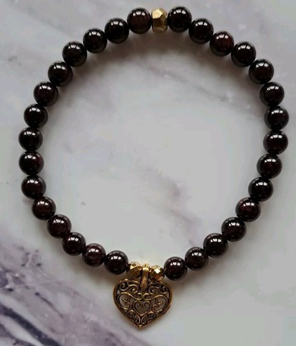 Garnet 6mm beaded - , bracelet