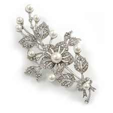 Large Faux Pearl Clear Crystal