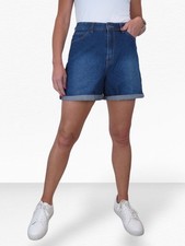 Womens Mom Style Denim Shorts Ladies 100% Cotton Denim High Waisted Shorts