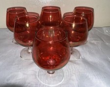 6 x Cranberry Glass Wine