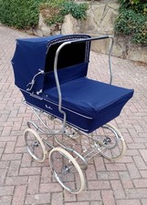 Vintage Silver Cross Pram Navy. Around 40 Years Old