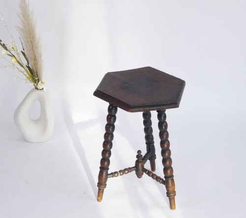 Antique turned hexagonal side - antique,
