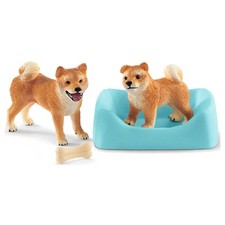 Schleich Shiba Inu Mother and Puppy Collectible Dog Figures Figurines 42479 New 