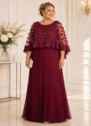 Burgundy chiffon cape overlay - chiffon,