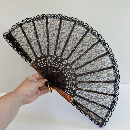 Vintage fan hand held black - fan,