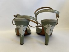 Pair Vintage Rayne Wedgwood Jasperware Shoe Heels English Porcelain Sage Handbag