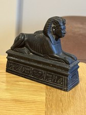 Antique Old Black Basalt Style Egyptian Pharaoh's Sphinx Sculpture Art Figure 