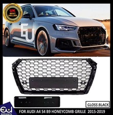 FOR AUDI A4 S4 B9 15-19 RS STYLE GRILLE GRILL BLACK HONEYCOMB RADIATOR BUMPER
