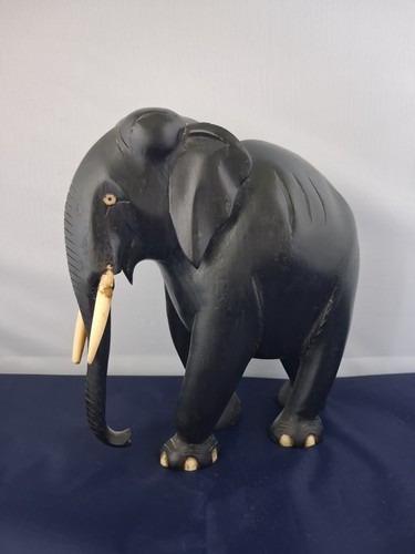 Vintage ebony elephant with - vintage,