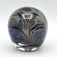 Vintage Adrian Sankey Glass Works Feathers Dump Paperweight Signed Dated 1988