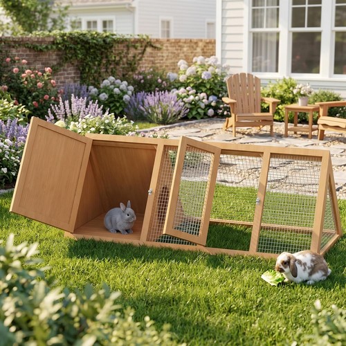 Wooden triangle rabbit - wooden,