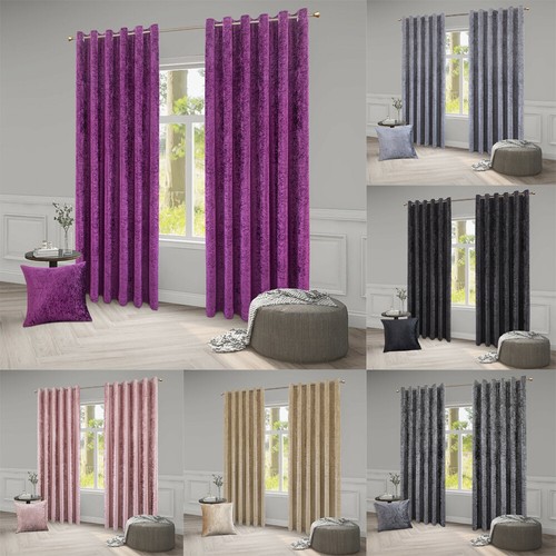 Crushed velvet curtains - curtains, pair