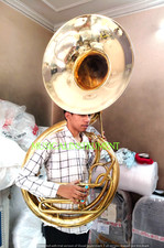 SOUSAPHONE BIG 25"BELL PURE BRASS METAL IN GOLDEN+MOUTHPIECE+ CASES+ & FREE SHIP