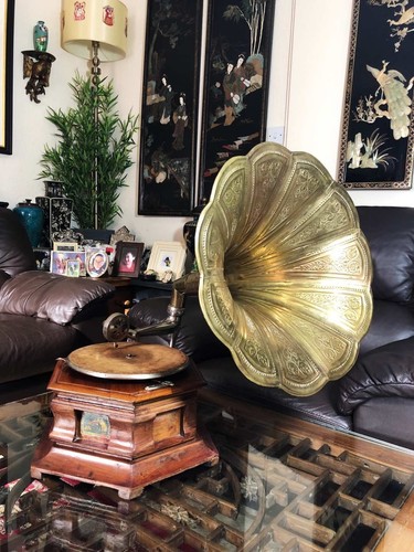 Antique brass horn - antique,