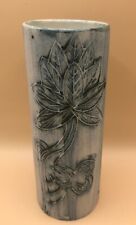 Vintage Carn Pottery Notched Cylindrical Vase by John Beusmans, Penzance