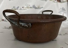 Lrg Antique Round Copper Pot Cauldron Bowl Decorative Garden Trough Pot Planter