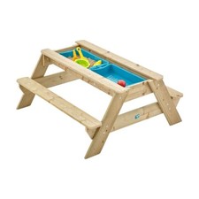 Kids Picnic Table Sandpit Wooden Bench Water Play Bowls Lid Summer Outdoor Toys