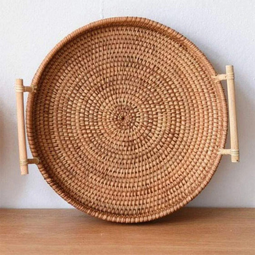 Vintage basket round handwoven - vintage,