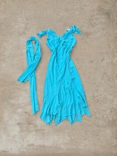 Vintage Michaela Louisa blue ruffle detail fairy core dress with scarf