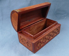 Small carved wooden tea chest